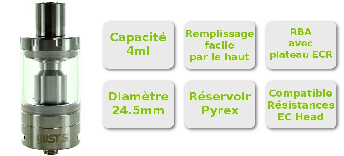 Caractéristiques clearomiseur iJust S Eleaf